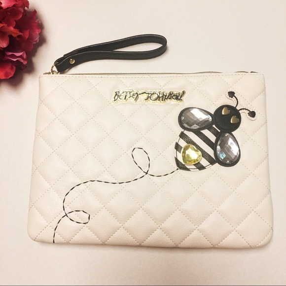 Betsey Johnson Handbags - Betsey Johnson Quilted Bee Rhinestone Clutch